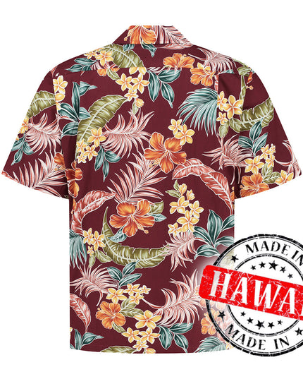 Tropical Oasis Bordeaux Hawaiian Shirt