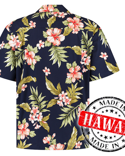 Hibiscus Blue Hawaiian Shirt for Men
