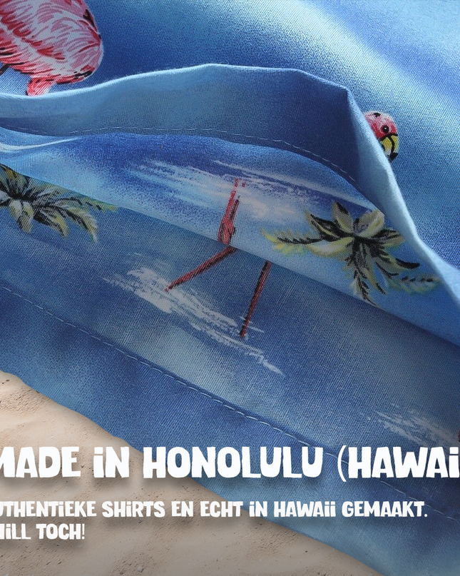 Havaijinpaita flamingo vedessä -kuosilla