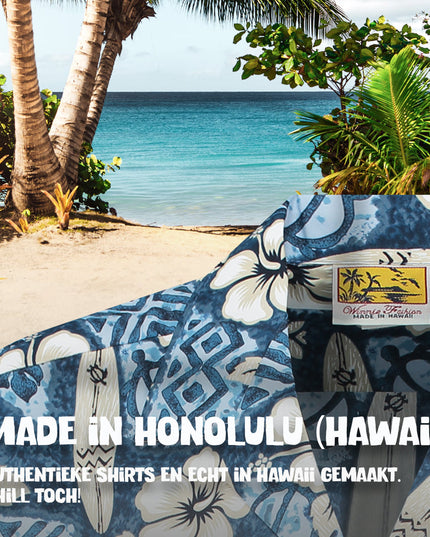 Hibiscus Surfboards Blue Hawaiian Shirt