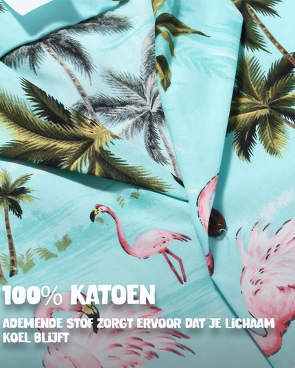 Hawaiian Shirt with Flamingos Design