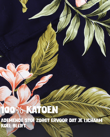 Hibiscus Blue Hawaiian Shirt for Men