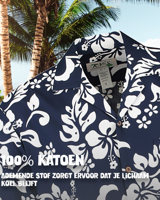 Sininen kukkainen havaijipaita