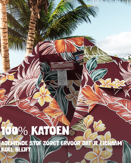 Tropical Oasis Bordeaux Hawaiian Shirt