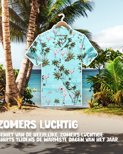 Hawaiian Shirt with Flamingos Design