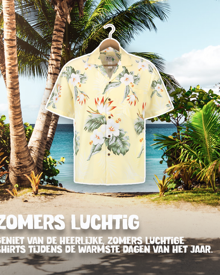 Hibiscus Yellow Hawaiian Shirt for Men