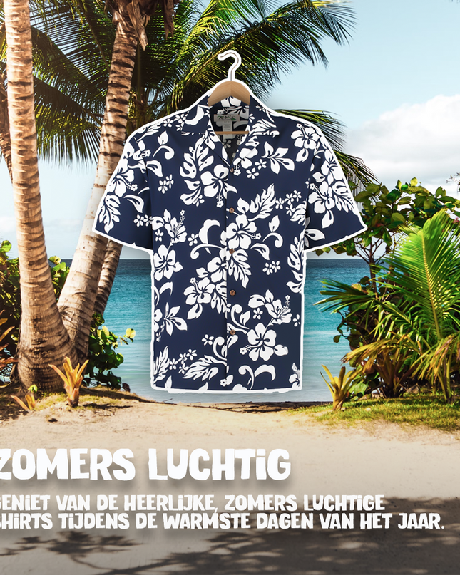 Sininen kukkainen havaijipaita