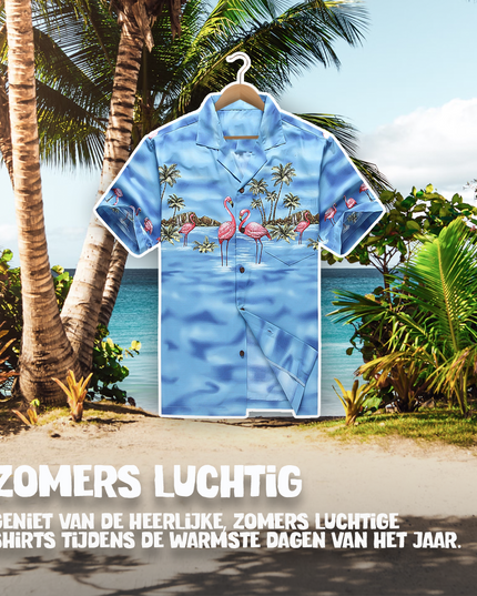 Hawaiian Shirt Flamingo in Water Design