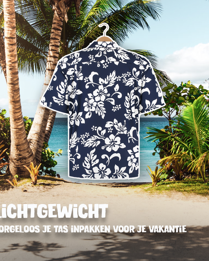 Hawaiian Shirt with Blue Floral Design