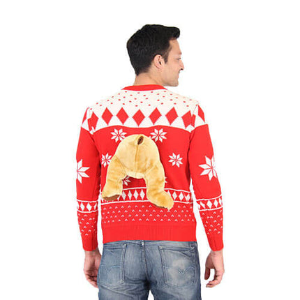 Red 3D Moose Design Ugly Christmas Sweater