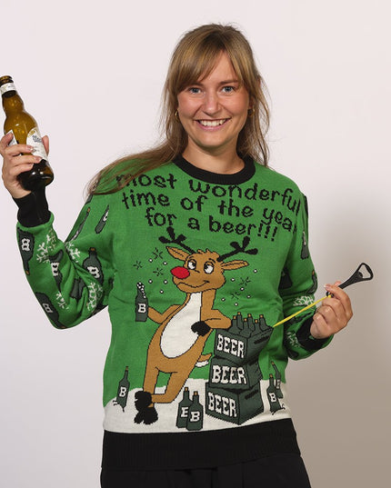 Most Wonderful Time Green Christmas Sweater