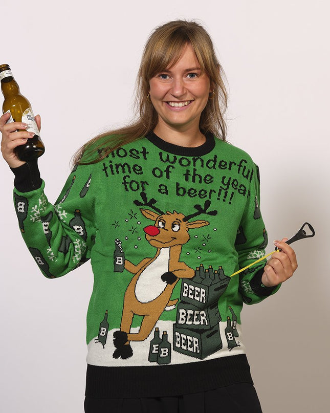 Most Wonderful Time Green Christmas Sweater
