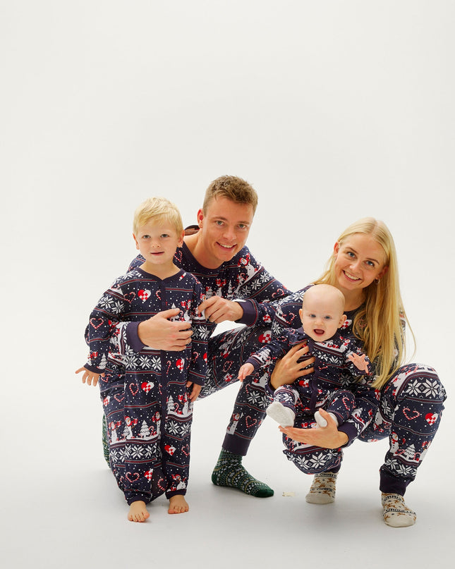 Christmas Heart Jumpsuit in Navy for Baby