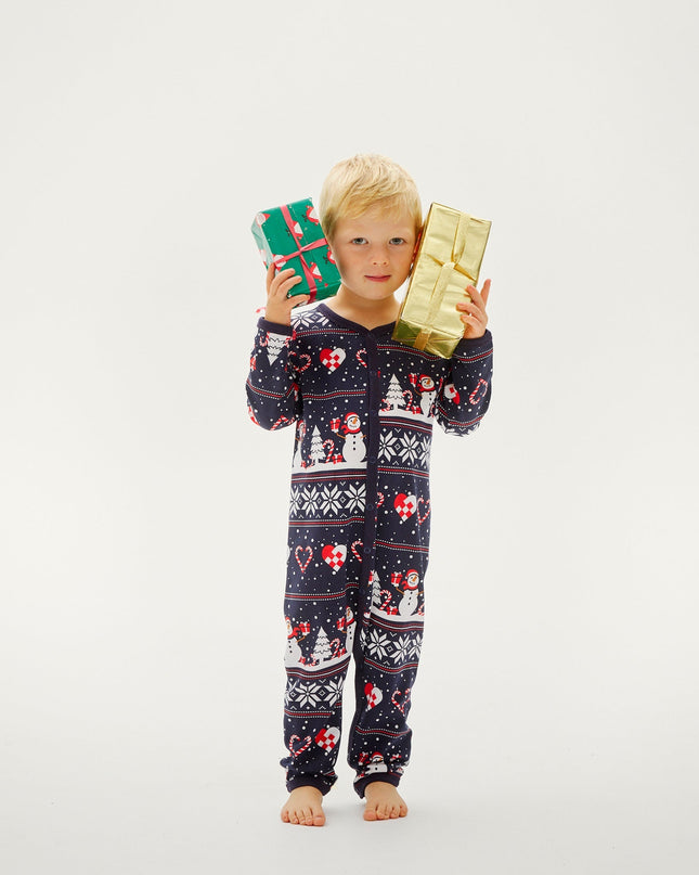 Christmas Heart Jumpsuit in Navy for Baby