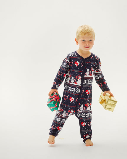 Christmas Heart Jumpsuit in Navy for Baby