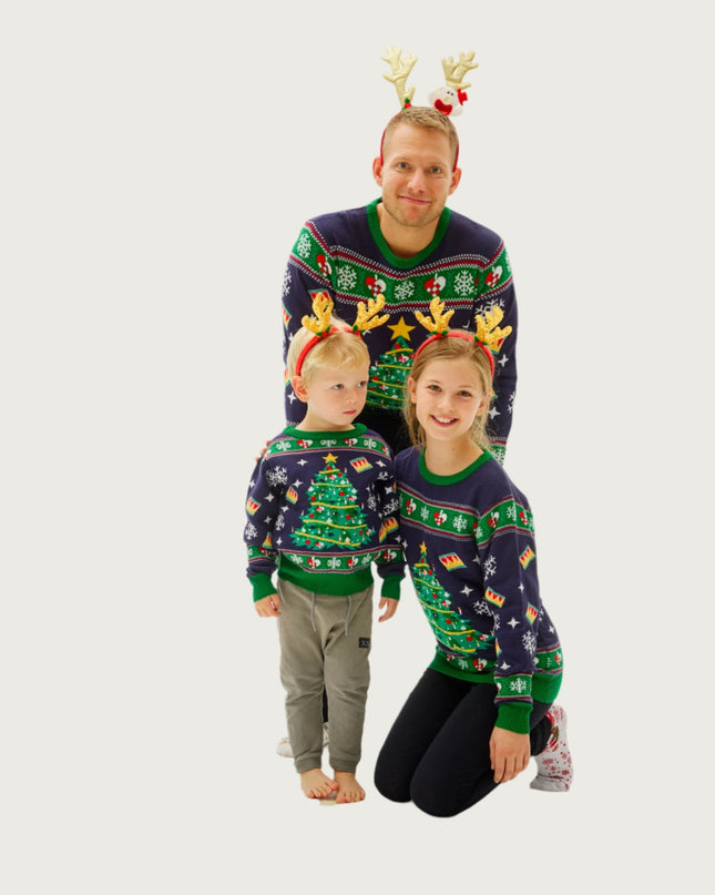 Blue Christmas Tree Sweater for Kids