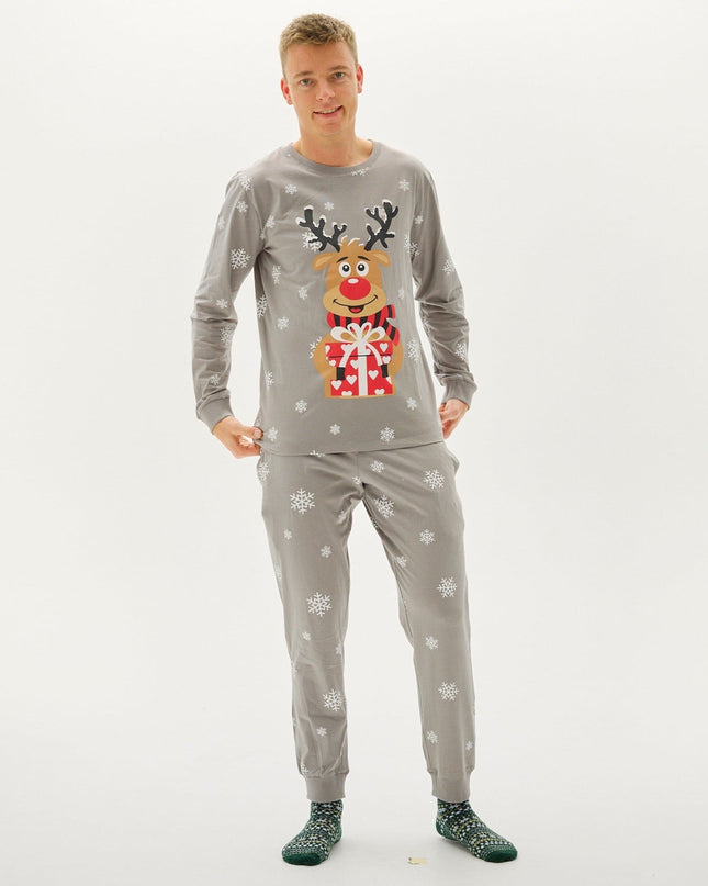 Adorable Gray Rudolph Pajamas for Men