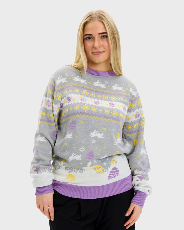 Cute Gray Easter Sweater for Women