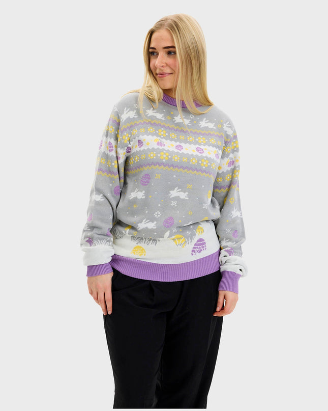 Cute Gray Easter Sweater for Women