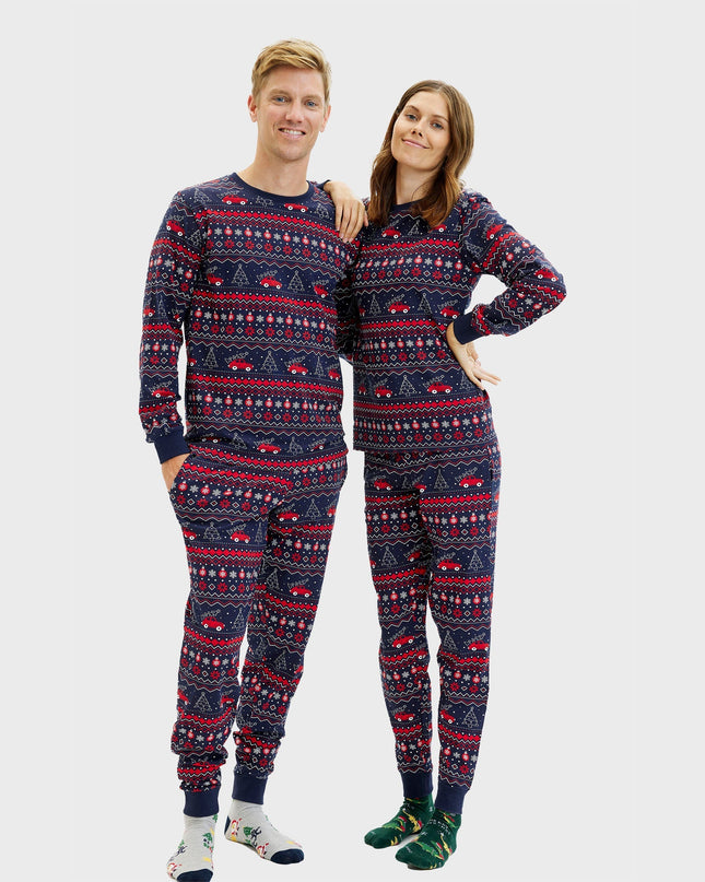 Men's Christmas Pajamas - Driving Home for the Holidays
