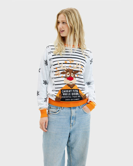 Criminal Rudolph Christmas Sweater for Women - Family Style