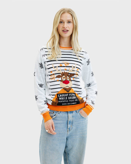 Criminal Rudolph Christmas Sweater for Women - Family Style
