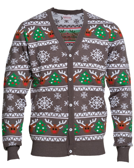 Cheerful Gray Christmas Cardigan - Bestsellers