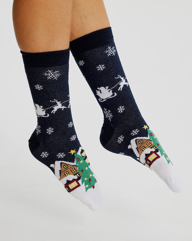 Kids' Santa Claus Is Coming To Town Navy Socks