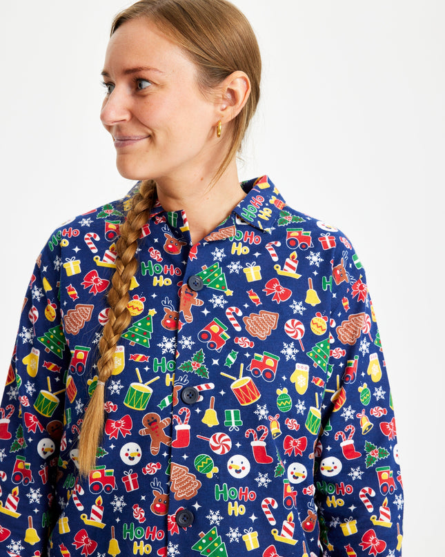 Crazy Flannel Christmas Pajamas in Blue for Women