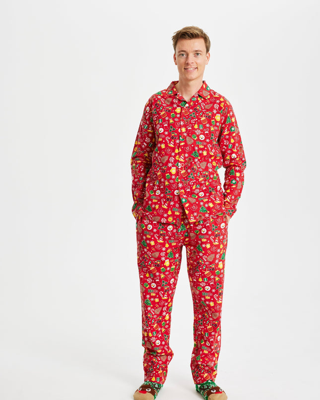 Men's Flannel Christmas Pajamas - Crazy Red