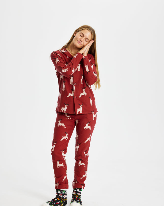 Reindeer Flannel Christmas Pajamas for Women