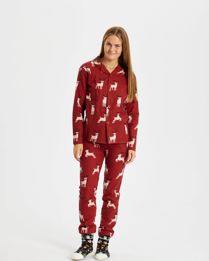 Reindeer Flannel Christmas Pajamas for Women