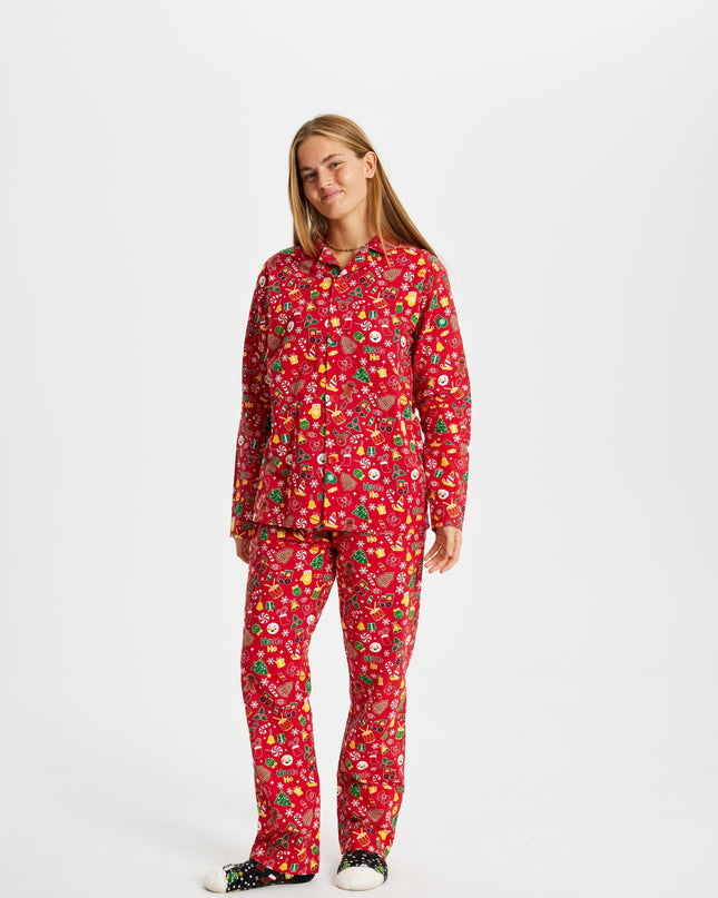 Crazy Red Flannel Christmas Pajamas - Women