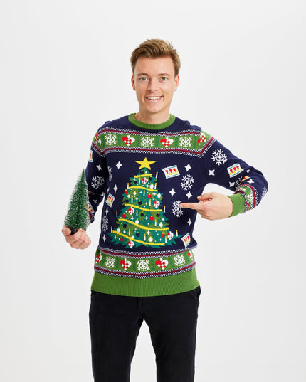 Blue Christmas Tree Sweater - Men