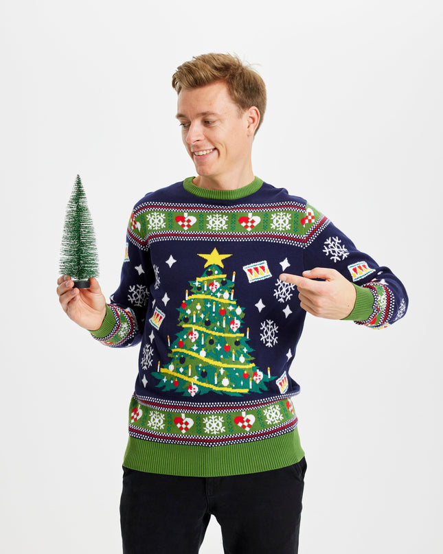 Blue Christmas Tree Sweater for Men