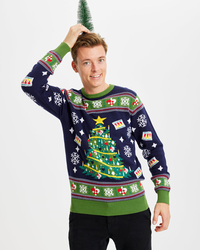 Blue Christmas Tree Sweater - Men