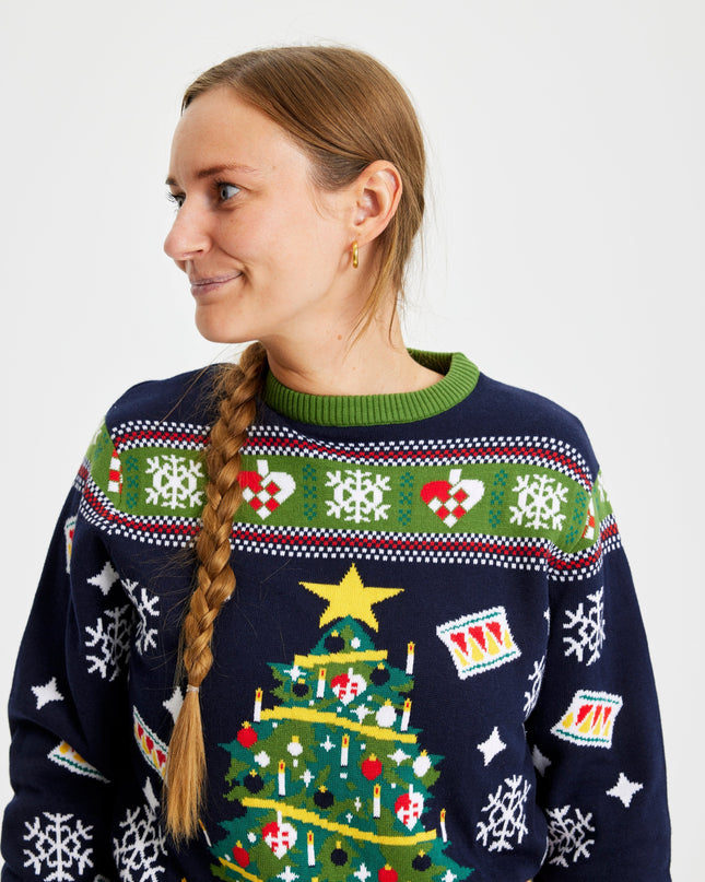Blue Christmas Tree Sweater for Women
