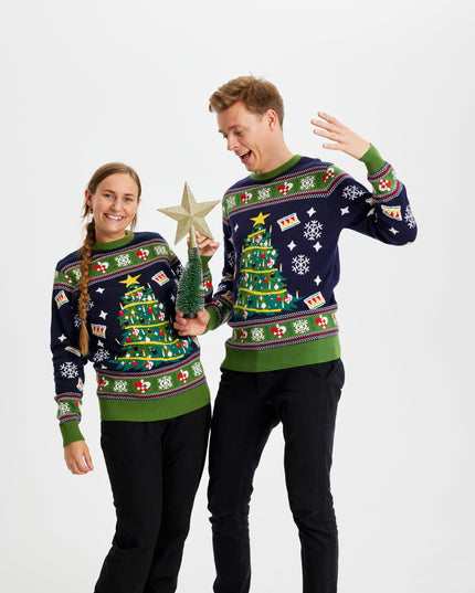 Blue Christmas Tree Sweater - Women