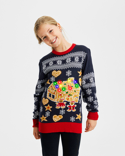 Cheesy Christmas Sweater with Lights for Kids