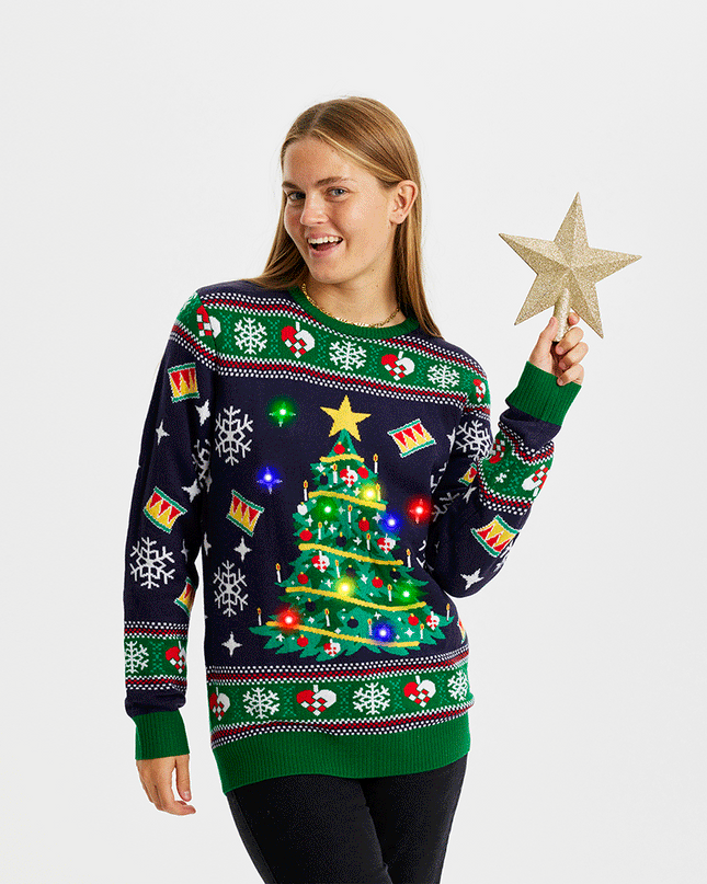 Navy Christmas Tree Sweater for Women