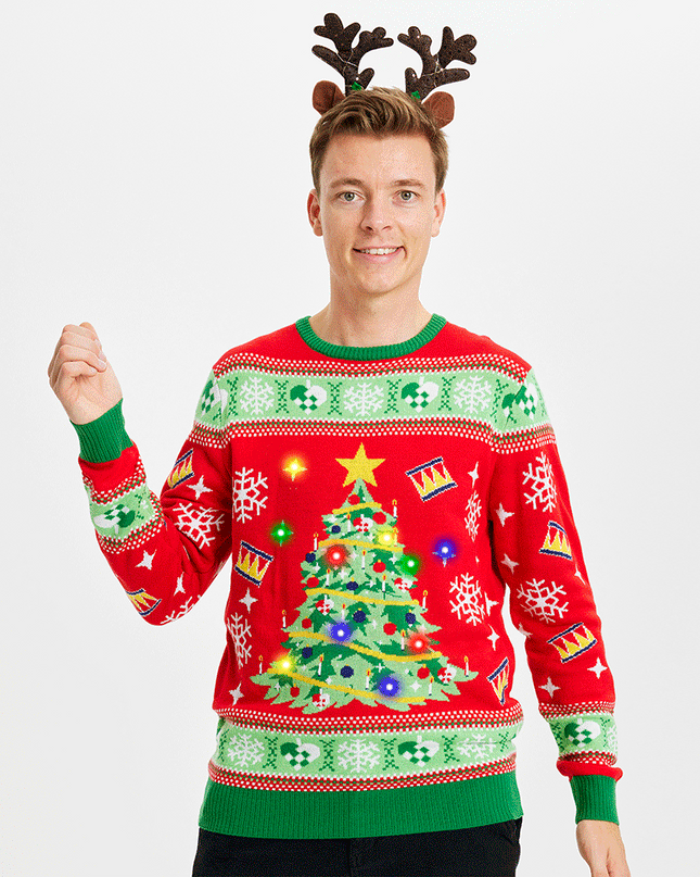 Christmas Tree Sweater for Men - Light-Up Ugly Christmas Sweater