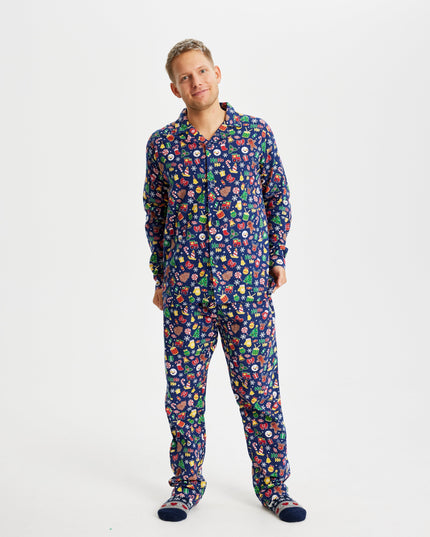Crazy Flannel Christmas Pajamas in Blue for Men