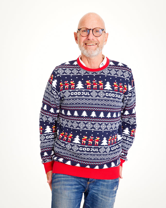 Navy Blue Merry Christmas Sweater for Men