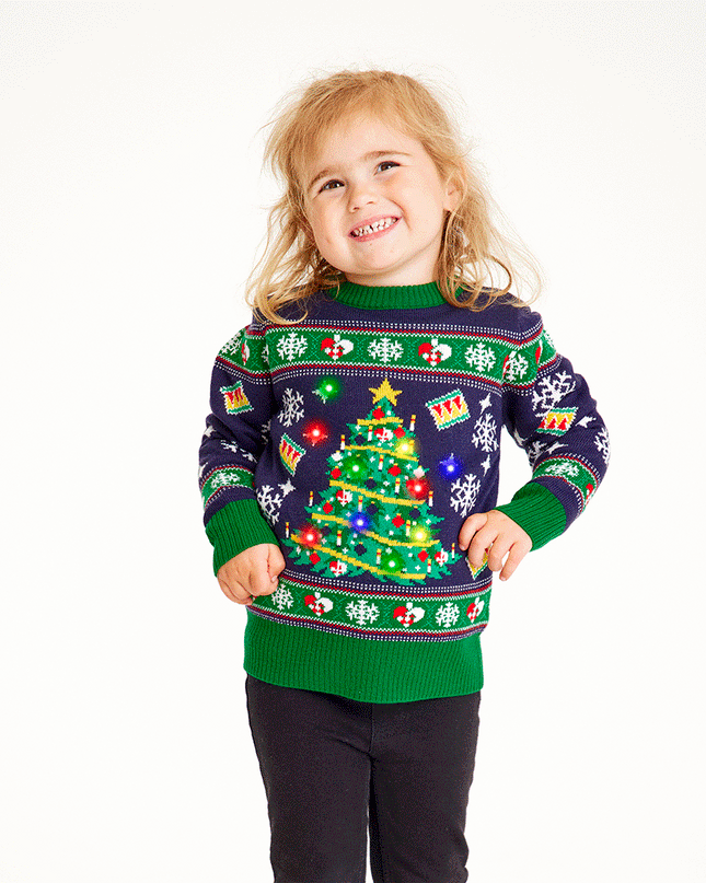 Blue Christmas Tree Sweater for Kids