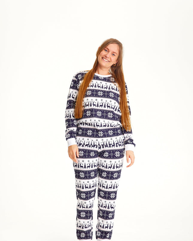 Navy Reindeer Christmas Pajamas for Women - Family Collection