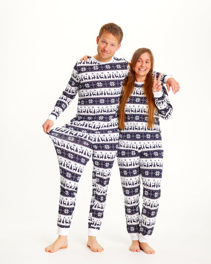 Navy Reindeer Christmas Pajamas for Women - Family Collection