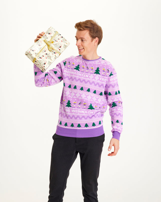 Merry Christmas Purple Sweater for Men