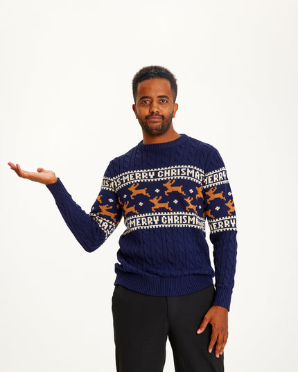 Traditional and Stylish Blue Christmas Sweater for Men