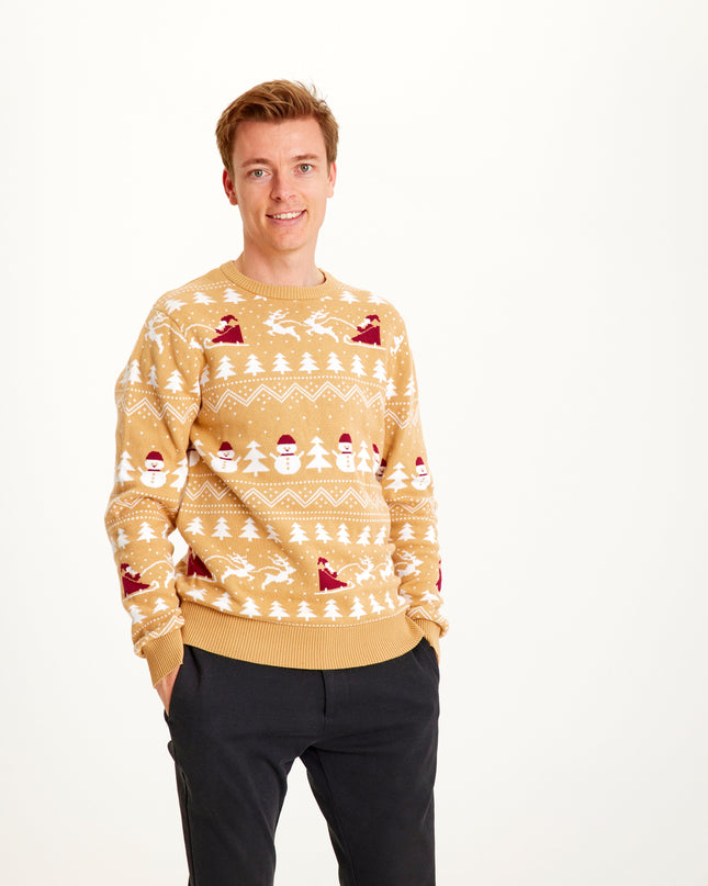 Stylish Beige Christmas Sweater for Men