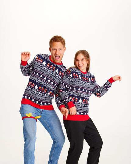 "Merry Christmas" Navy Blue Sweater for Women - Classic Style